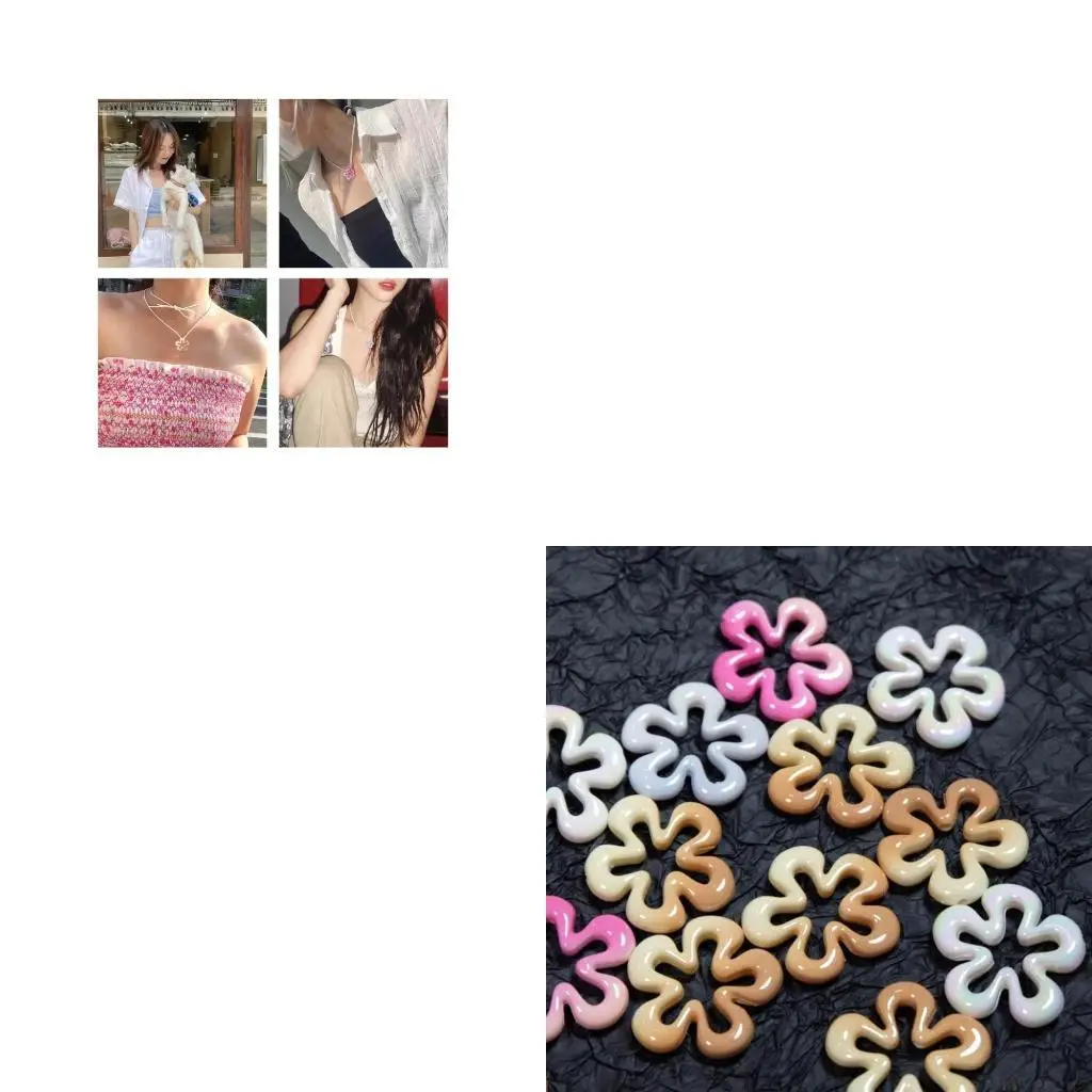 

D46E Elegant Hollow Flower Pendant Jewelry Making Pendants Small Flower Pendants Resin Material Jewelry Charm for Jewelry