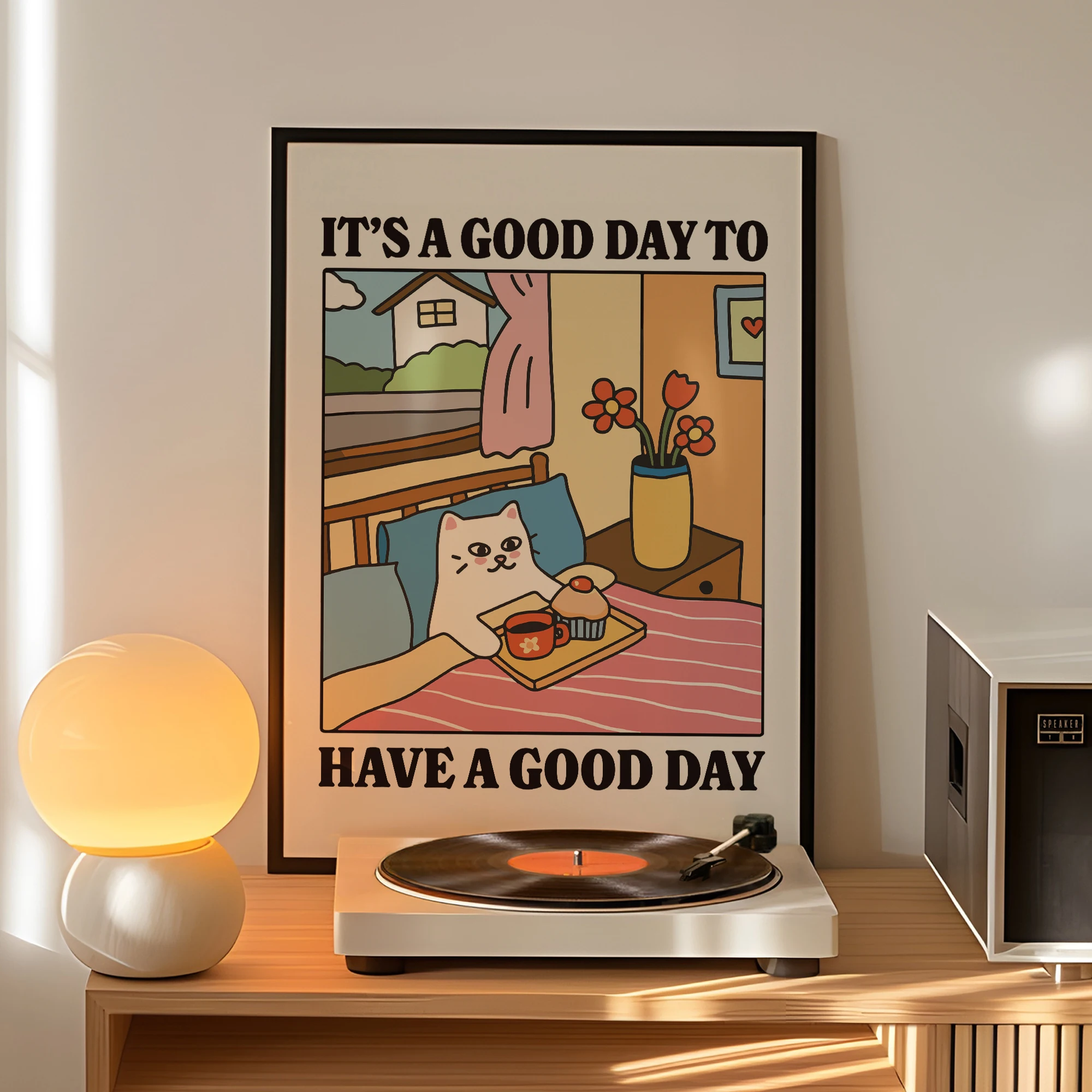 Good Day To Have A Good Day Cartoon Cat Wall Art Prints Canvas Painting Poster Picture For Living Children Room Home Decor Gift