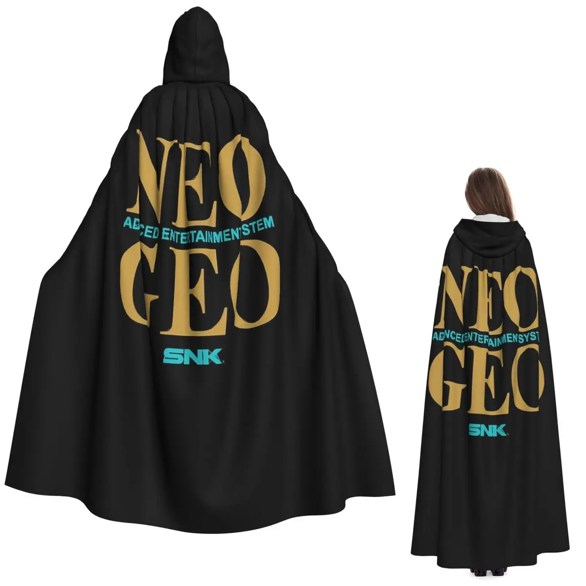 

Neo Geo Logo Neogeo Arcade длинный плащ с капюшоном ведьма средневековый костюм накидка для косплея Хэллоуин вампир для взрослых унисекс