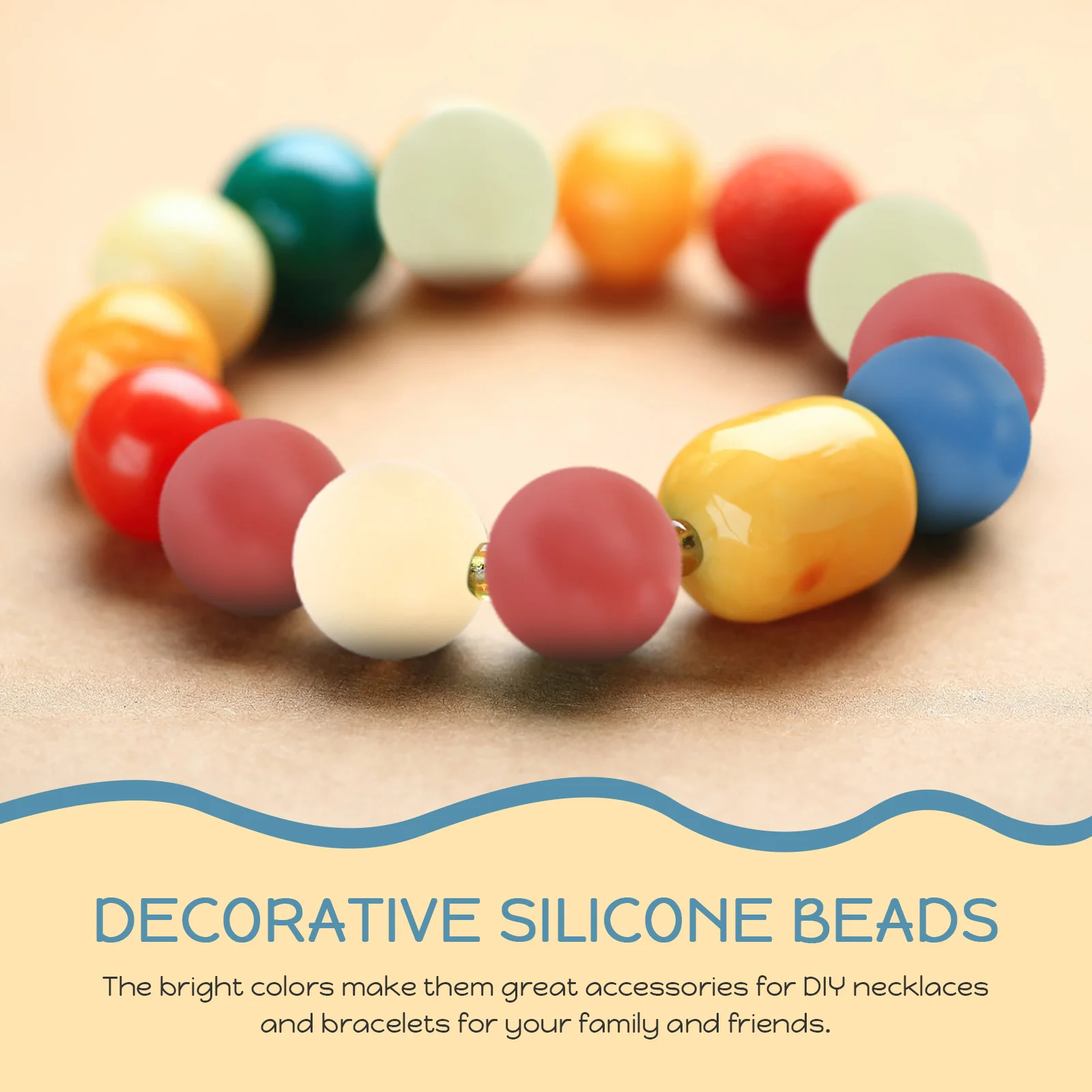 

100Pcs Candy Color Silicone Beads Smooth Round DIY Bracelet Making Beads for Jewelry Crafts Teething Chewing Baby