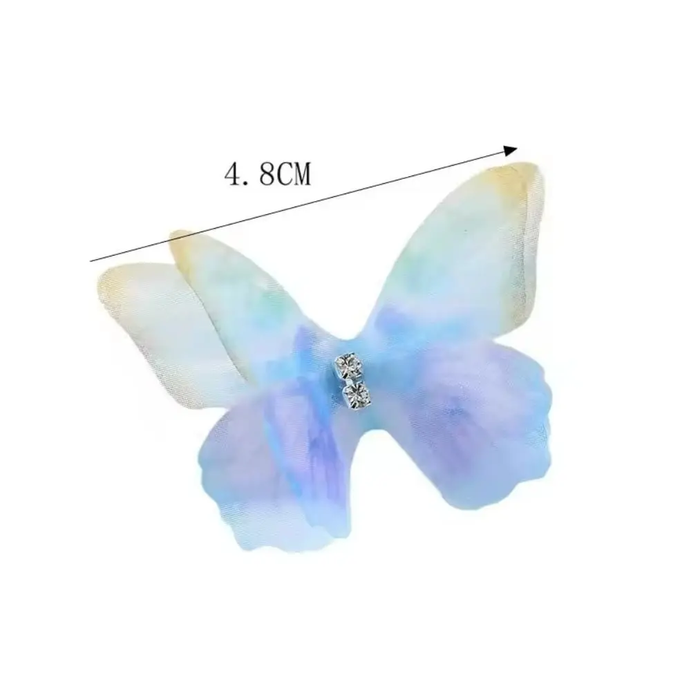 50Pcs 3D Organza Fabric Butterfly Appliques Gradient Color Double-layer Simulation Mesh Butterfly Patch Handmade Sewing Patch