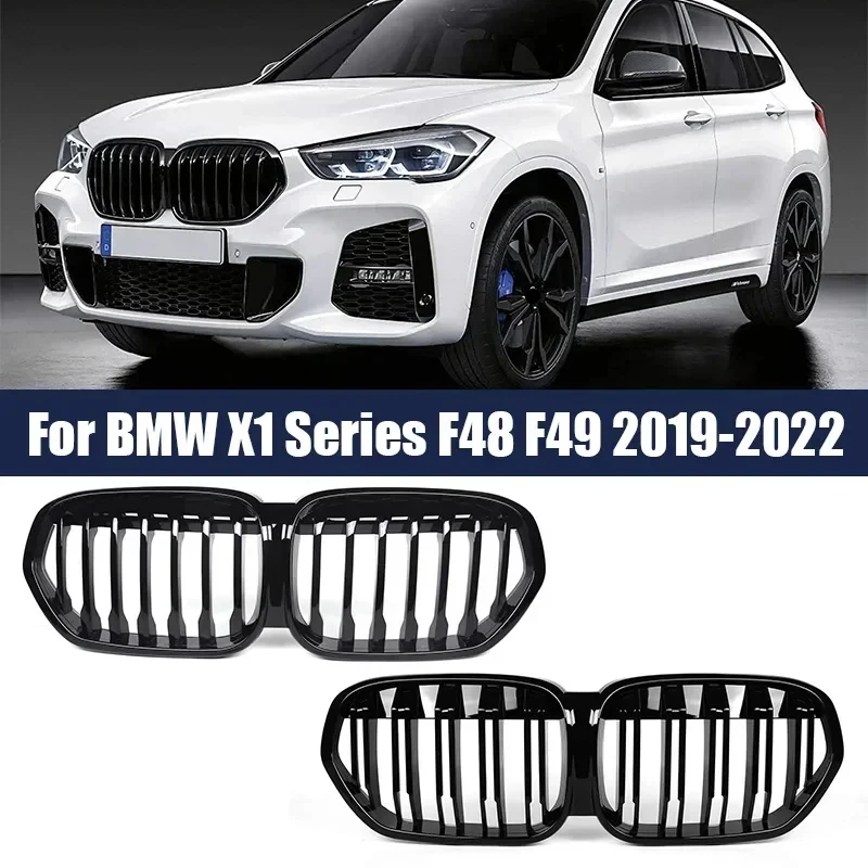 

Gloss Black Single Slat Kidney Grille for BMW X1 Series F48 F49 2019-2022 Piano Black Carbon Style Auto Accessories