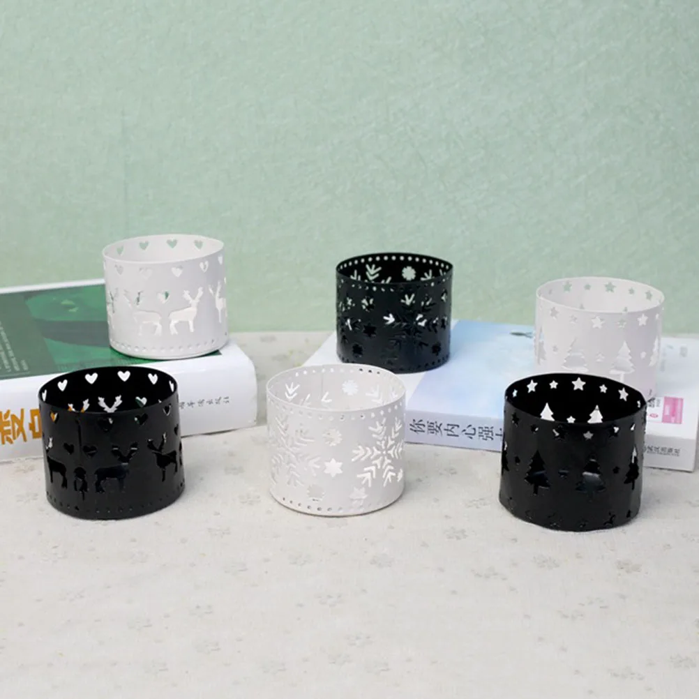 

Black Iron Elk Lantern Retro Candlestick for Table Shelf Decor Romantic Atmosphere Iron Hollow Christmas Holder