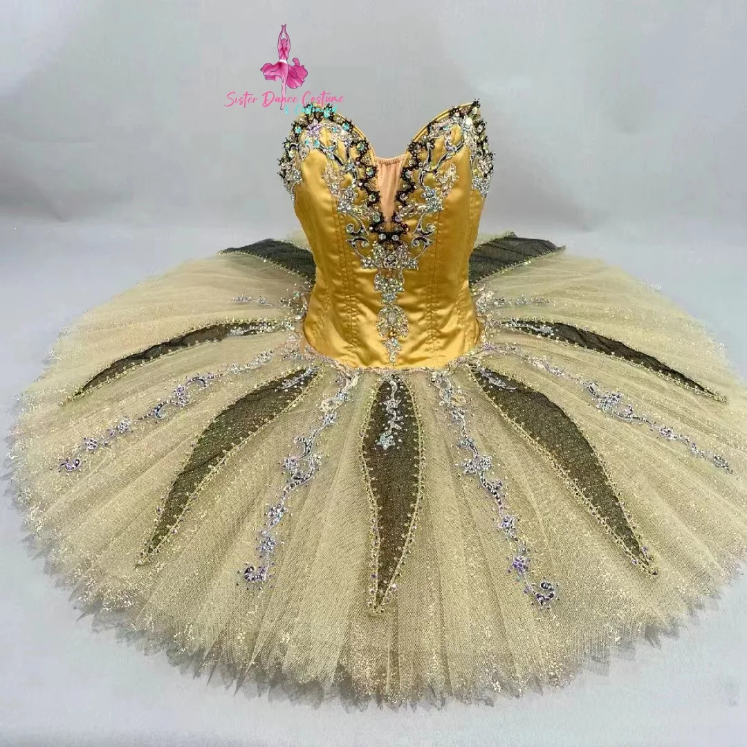 Esmeralda Variations tutu High-end private custom adult children gold professional performance competition wear women