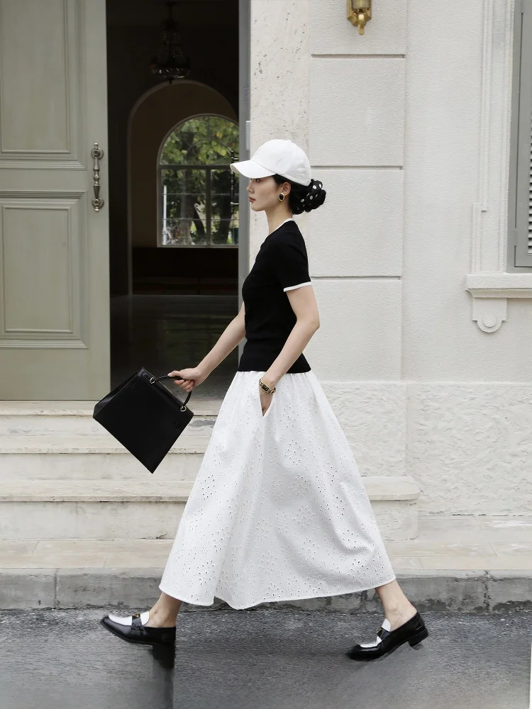 

TAIYANG OFFICE Повседневная дышащая джинсовая юбка с вышивкой и высокой талией Юбка-миди трапециевидной формы для женщин в нее 20-х годов