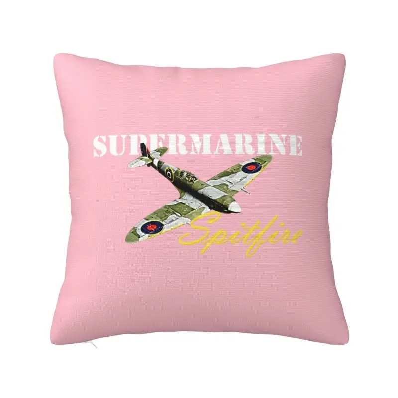 Custom Supermarine Spitfires Raf Luxury Throw Pillow Covers Fighter Plane WW2 War Pilot Aircraft Airplane Sofa Cushion