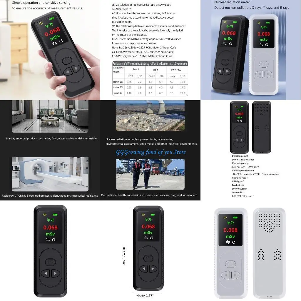 

H9EB Professional Gamma X rays Radiation Monitors Portable Geigers Counter Dosimeters