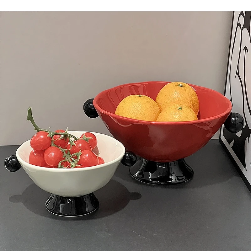 

Luxury Ceramic High Fruit Tray Wedding Party Dim Sum Candy Snack Living Room Storage Furnishing Household Tableware Gifts