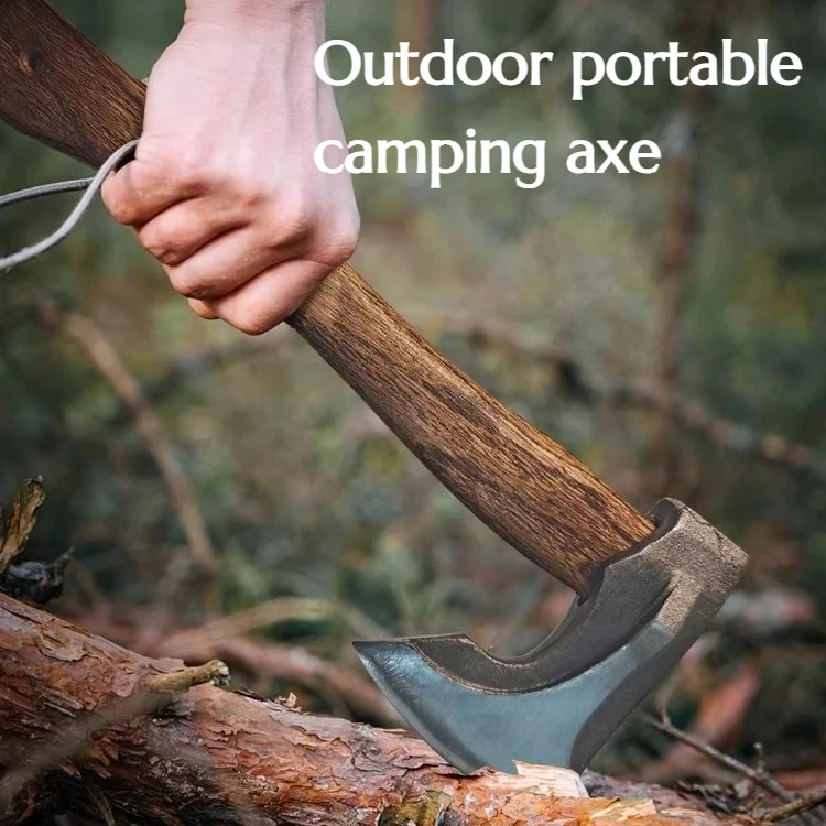 

Outdoor Portable Camping Axe Splitting Firewood Forged From High Manganese Steel with Wooden Handle Survival Equipment
