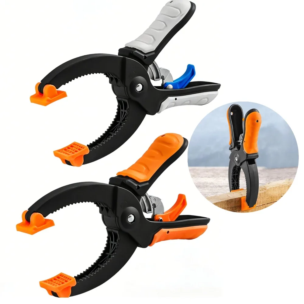 Heavy-Duty Plastic Spring Clips Woodwork Clamp Quick Securing Ratchet Pliers for Crafts, Woodworking Hand Fixing Tools 6/8 Inch