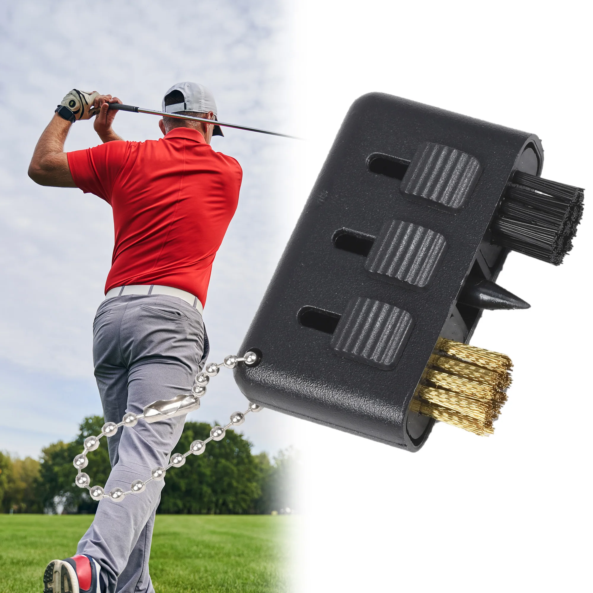 

Golf Club Dedicated Multi-functional Cleaning Brush Portable Push Rod Groove Cleaning Tool Wedge-shaped Double-head Design6 Colo