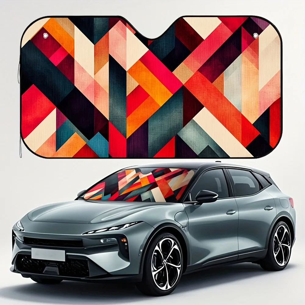 

1 шт. Автомобильный солнцезащитный козырек с геометрическим цветным блоком — стильный солнцезащитный козырек с защитой от ультрафиолета и 4 присосками, складной дизайн для автомобилей, внедорожников и Tr