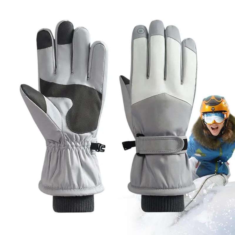 Guantes de nieve con pantalla táctil para Snowboard, guantes para clima frío para mujeres y hombres, guantes cálidos antideslizantes para esquiar, senderismo y ciclismo