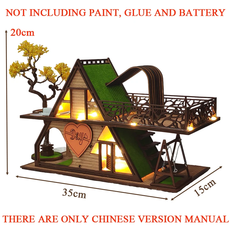 لتقوم بها بنفسك خشبية مصغرة أطقم منمذجة بيت شجرة كوخ كازا بيوت الدمى ثلاثية الأبعاد لغز دمية مع الأثاث لهدايا عيد ميلاد الأصدقاء