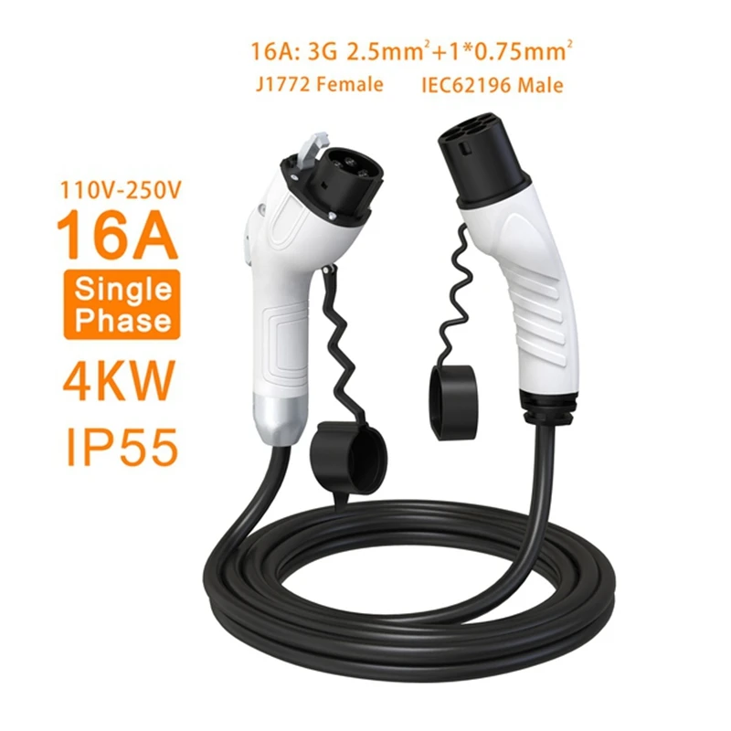 

EV Car Charger Plug Type1 To Type2 SAEJ1772 To IEC62196-2 With 5M Cable EV Charger EV Charging Adapter