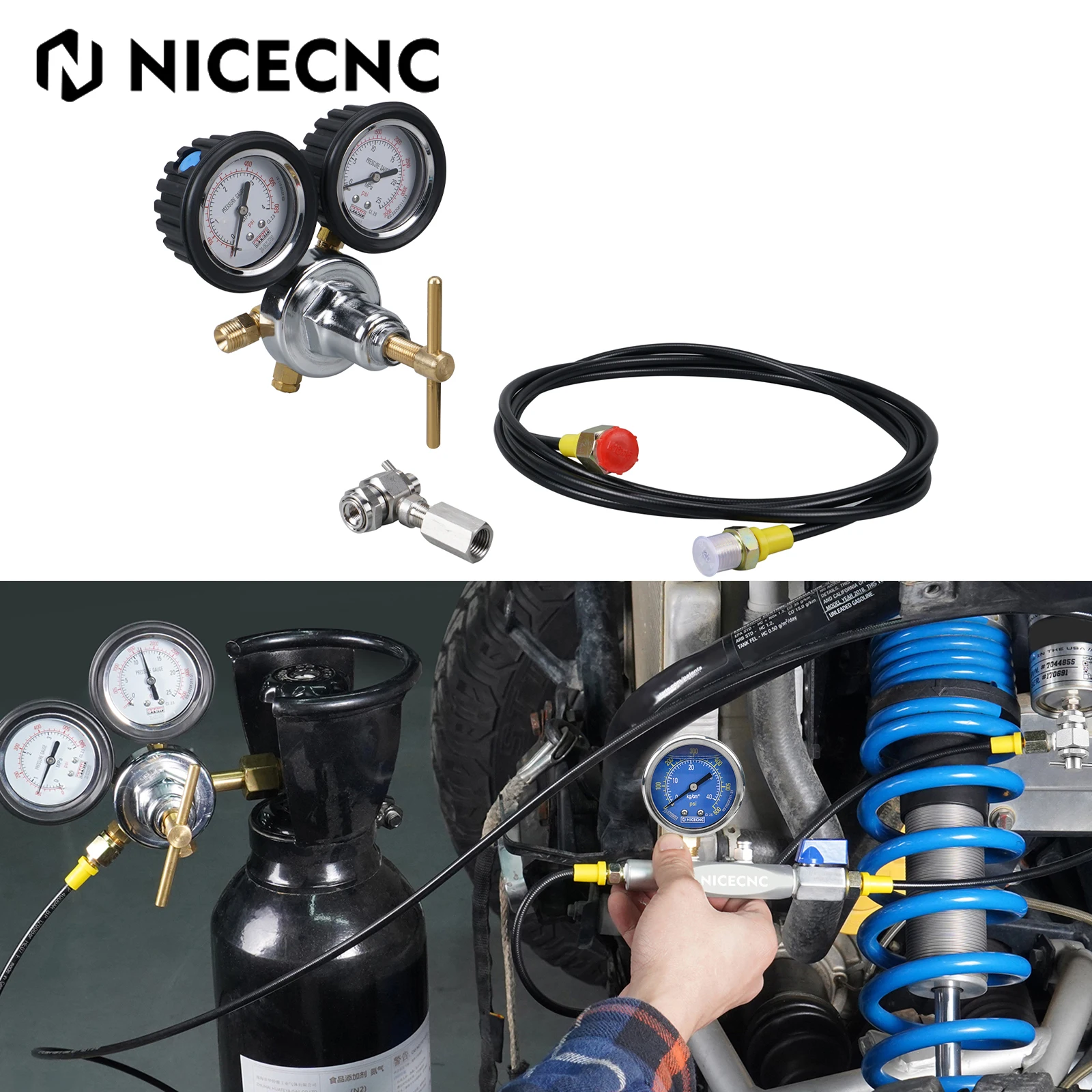 

Shock Nitrogen Regulator Filling Kit No Loss Chuck Schrader Valve For Yamaha KTM Honda Suzuki Kawasaki ATV UTV Polaris RZR CanAm