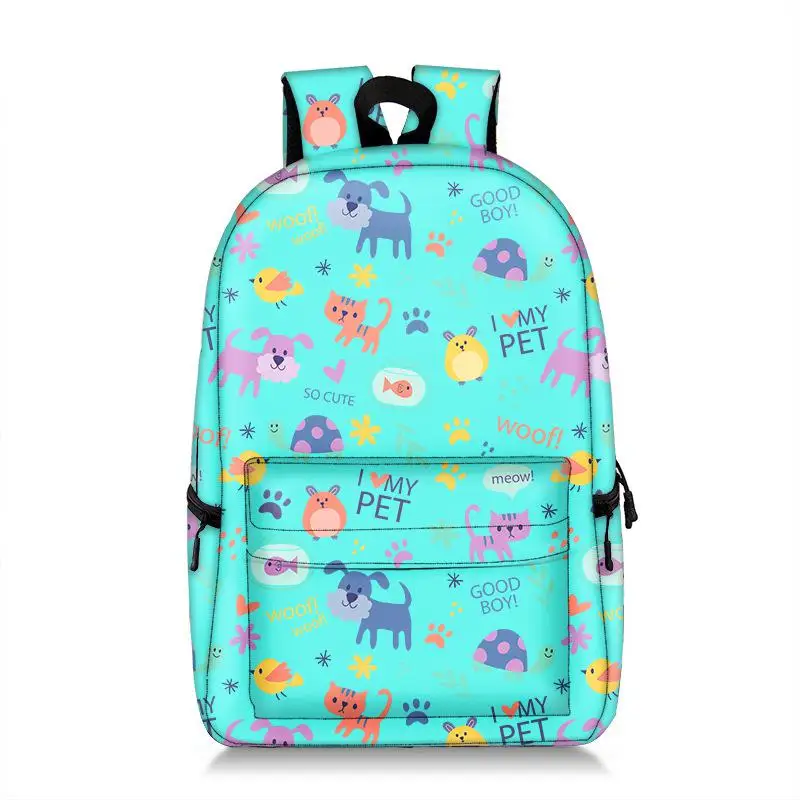 Mochila Escolar con dibujo de gato para estudiantes, morral Escolar de poliéster con estampado completo de dibujos animados