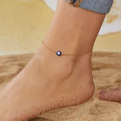 Bohemian Turkish Evil Blue Eyes Bead Anklets For Women Summer Ocean Beach Colorful Resin Eye Pendant Ankle Bracelet Jewelry Gift