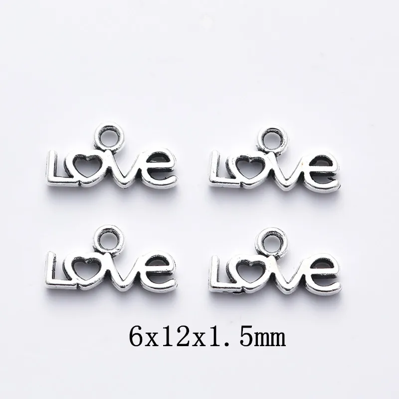 200pieces（letter love）vintage zinc alloy charm metal pendant DIY jewelry discovery making accessories3649