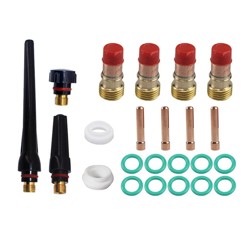 30Pcs TIG Welding Torch Accessories Parts Stubby Gas Lens 4 -12 Glass Cup Kit For WP-17/18/26 Torch Welding& Soldering