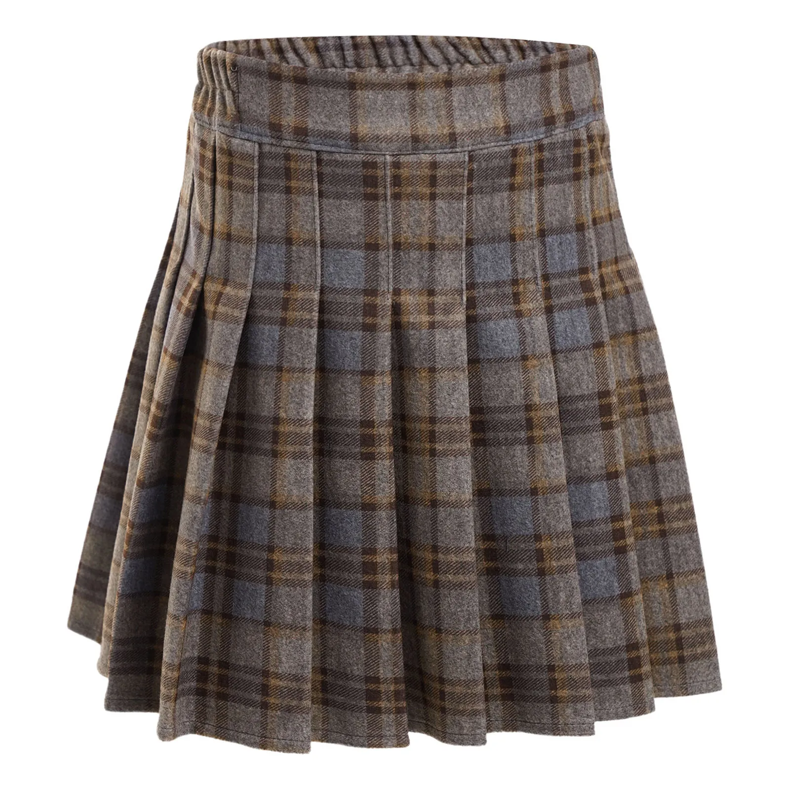 

Girls Tartan Pleated Skirts Schoolgirl High Waist Elastic Waist with Safety Shorts Plaid Miniskirt Uniform for Birthday Party