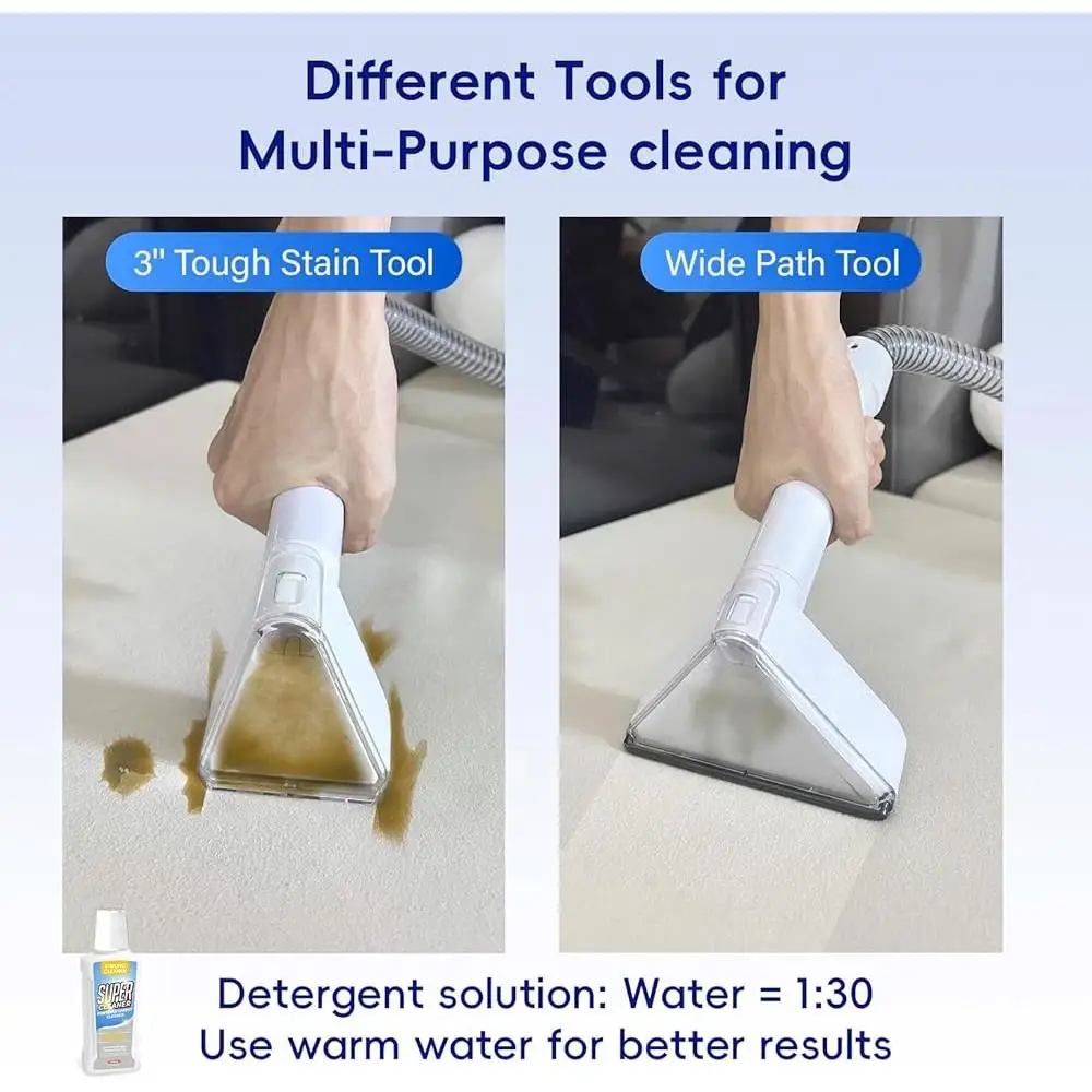 Portable Carpet Cleaner Machine 15Kpa Upholstery Cleaner Dual Tank Self Cleaning 3 Tools 16.4ft Cord Ideal Carpets Sofas Stairs