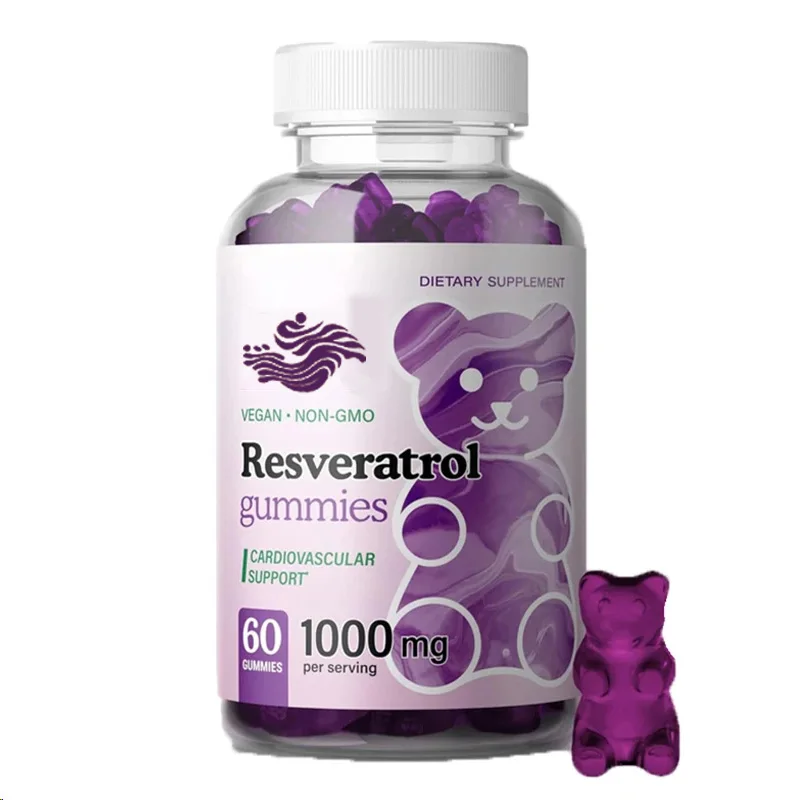 Resveratrol Blueberry Flavored Soft Candy - Used As An Immune System And Antioxidant Supplement Resveratrol 1000mg 60 Capsules