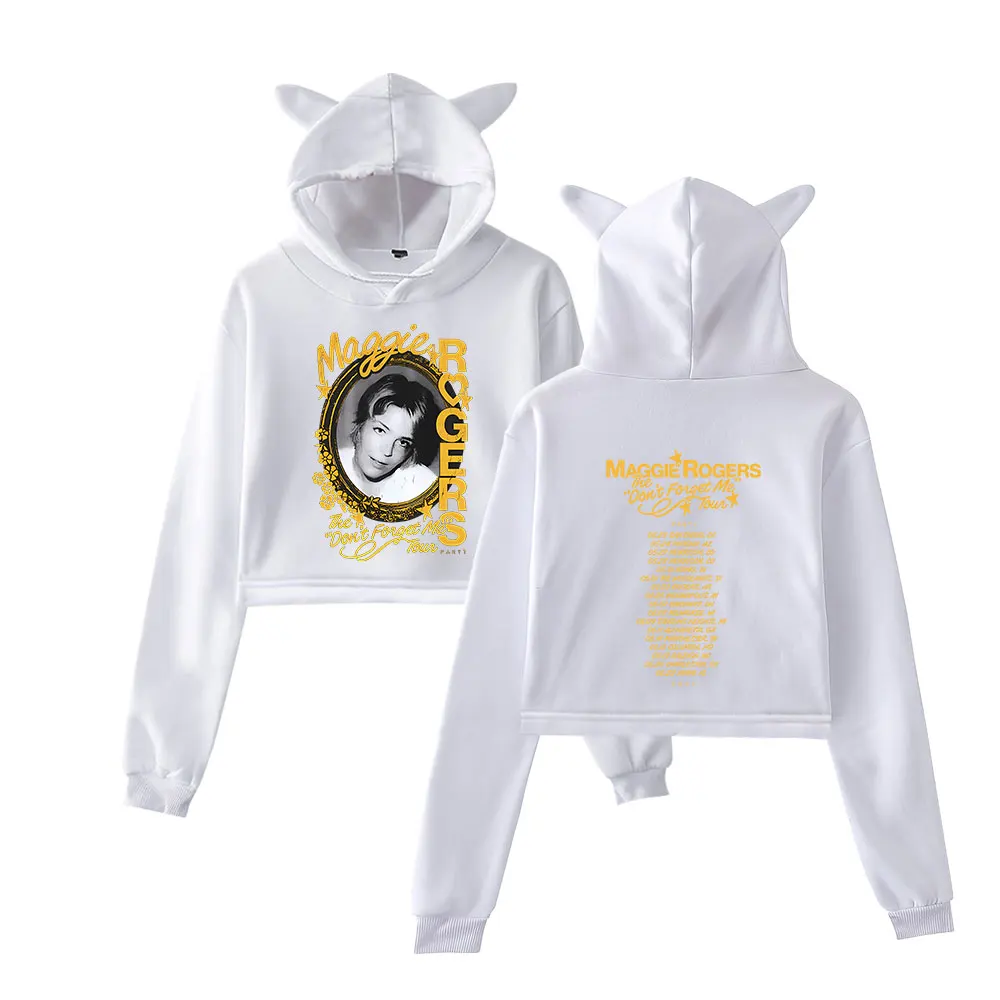 Maggie Rogers The Don't Forget Me Tour Cat Ear Hoodie Women Long Sleeve Sweatshirts Casual Streetwear Crop Tops