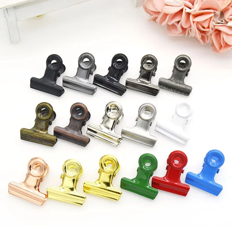 10Pcs Mini Bulldog Clips 22mm Metal Hinge Clips Stainless Steel Paper Binder Clamps For Tags Bags Shops Office Home Kitchen