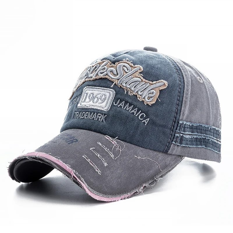 2026 High Quality Washed Cowboy Letters Cotton Cap for Men Women Adjustable Outdoor Sun Protection Hat Rock Shark Baseball Caps