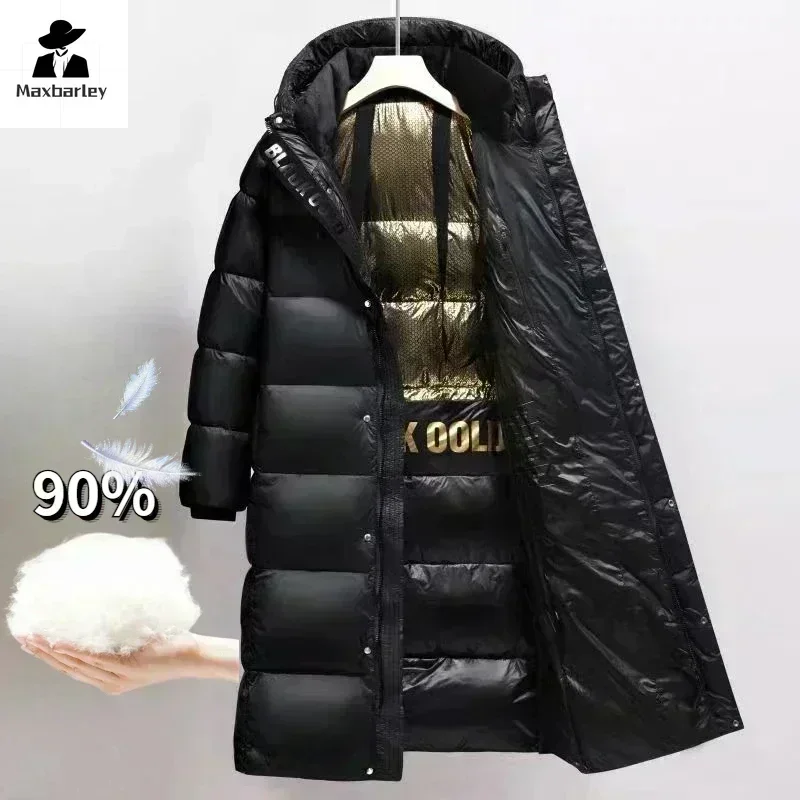 Luxury Winter Men Down Jacket High Quality Thick Waterproof Thermal Puffer Ski Man Lengthened Solid Color Short Hooded Warm Coat