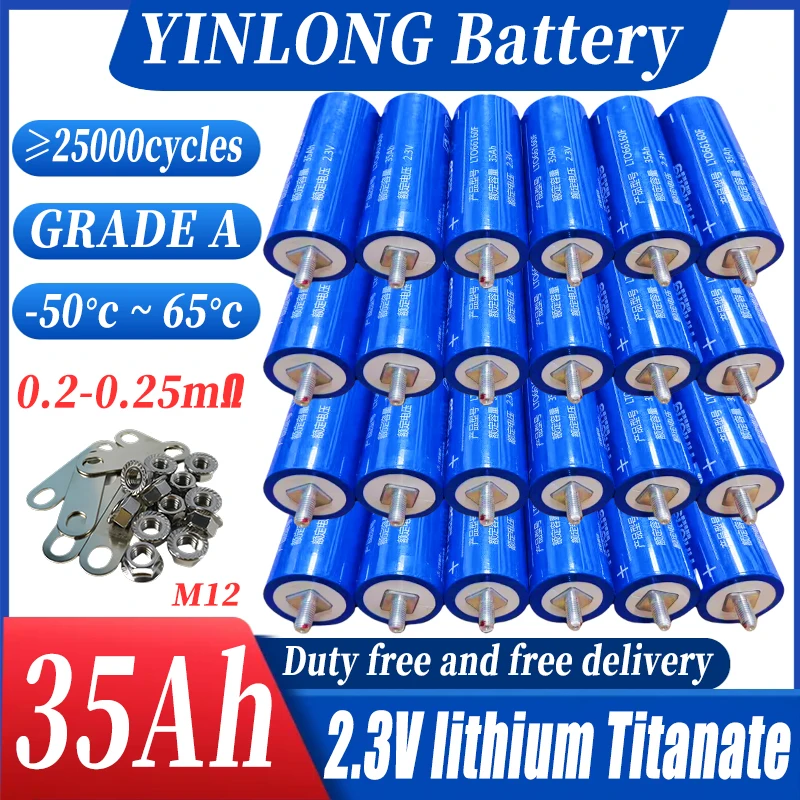 

New 1-72PCS 2.3V 35Ah Grade A yinlong Lithium titanate LTO Battery 10C Electric Boat Solar Speaker Power Battery DIY 12V 24V 48V