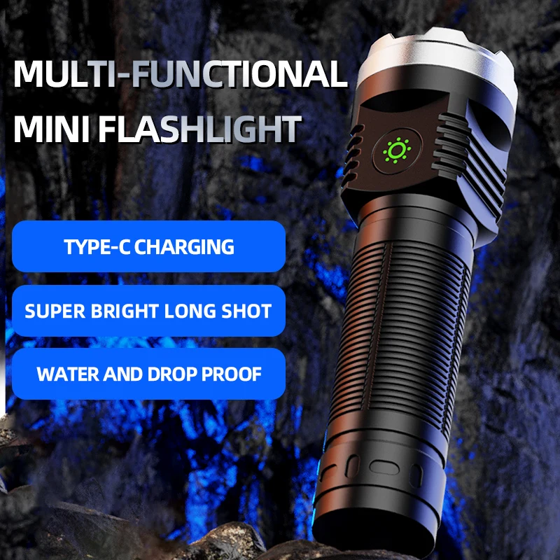 Lanterna led forte luz explosão de alta potência remoto recarregável mini bolso portátil pequena luz ao ar livre