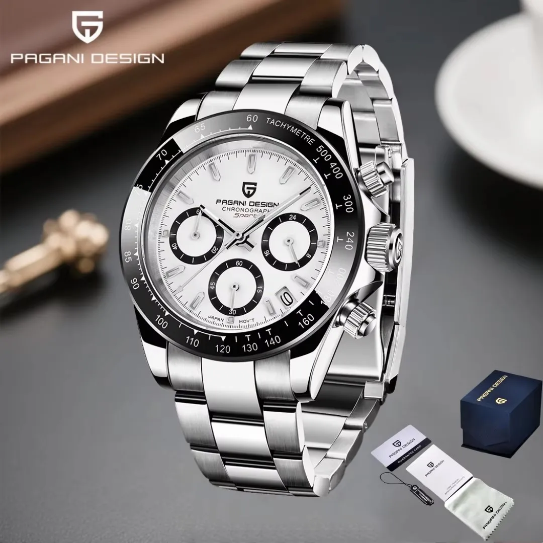 

PAGANI DESIGN 2026 Новые мужские спортивные кварцевые часы с сапфировым стеклом, из нержавеющей стали, люксовые часы от ведущего бренда, хронограф VK63, Reloj Hombre