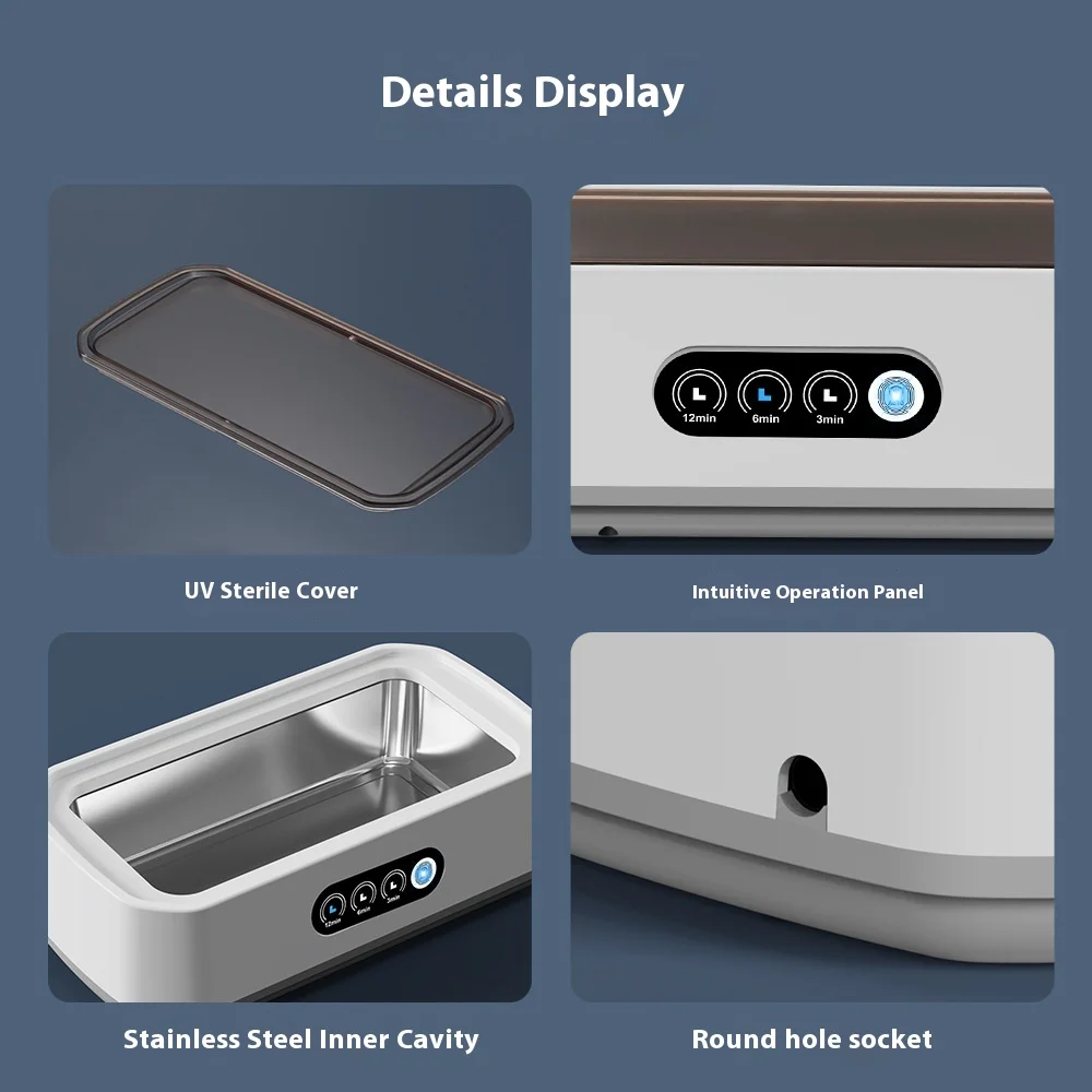 Ultrasonic Cleaner Machine Eyeglass 650ml Mini High-frequency Vibration Cleaning For Glasses Jewelry Denture Pacifier