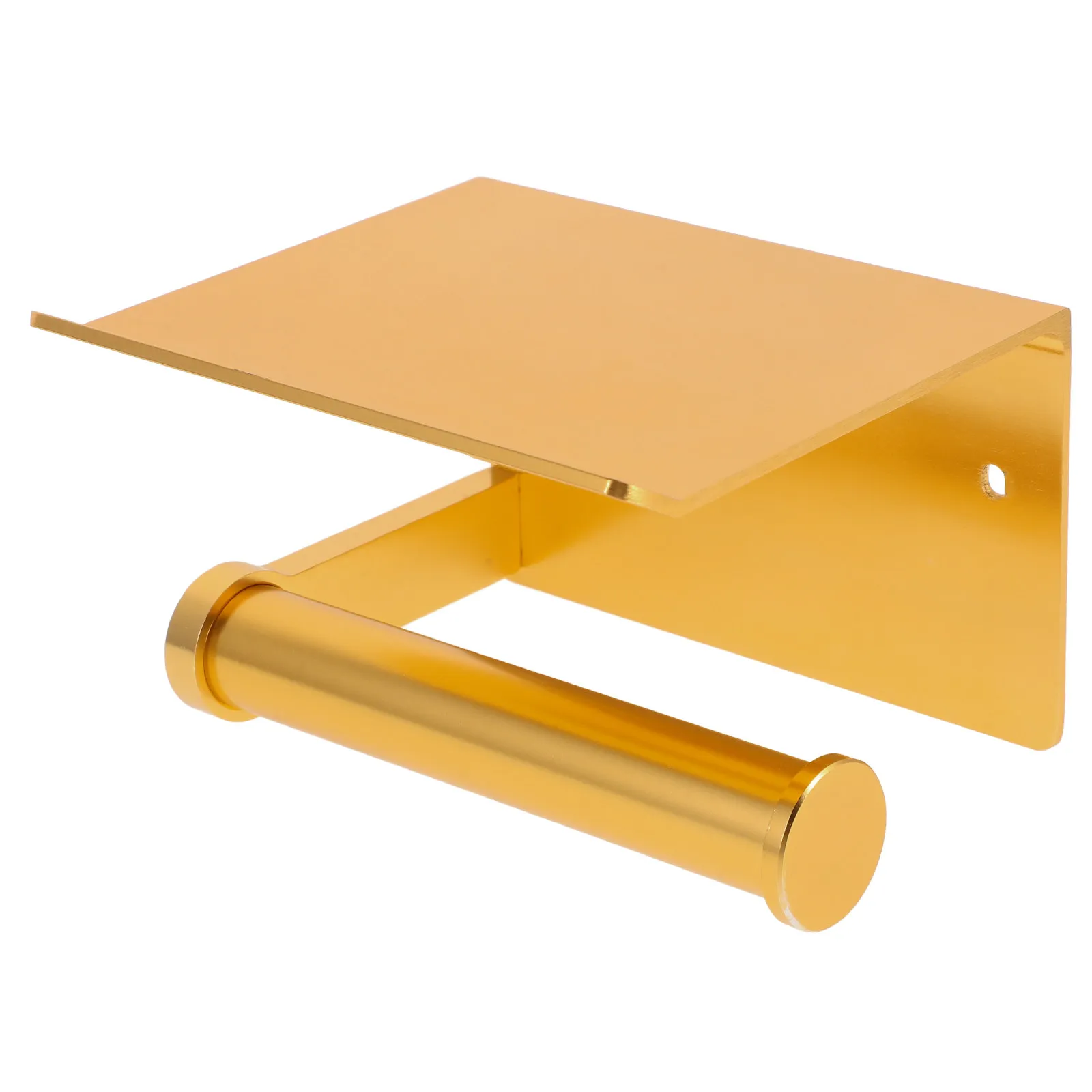 

2 in 1 Space Aluminum Tissue Holder Wall Mounted Mobile Phone Shelf Paper Roll Storage Rack for Bathroom Hotel Bar Restaurant