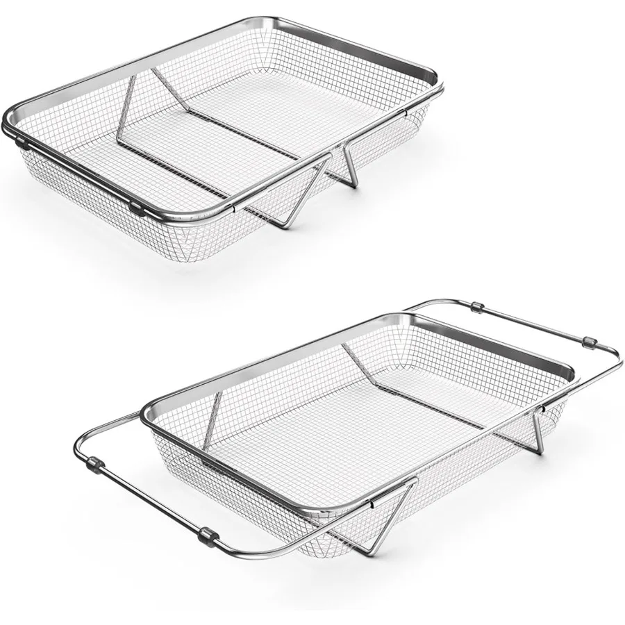 

Extendable Dish Rack with Feet Vegetable Colander Basket Stainless Steel Dish or Silverware Drying Rack Ultimate Kitchen Organi
