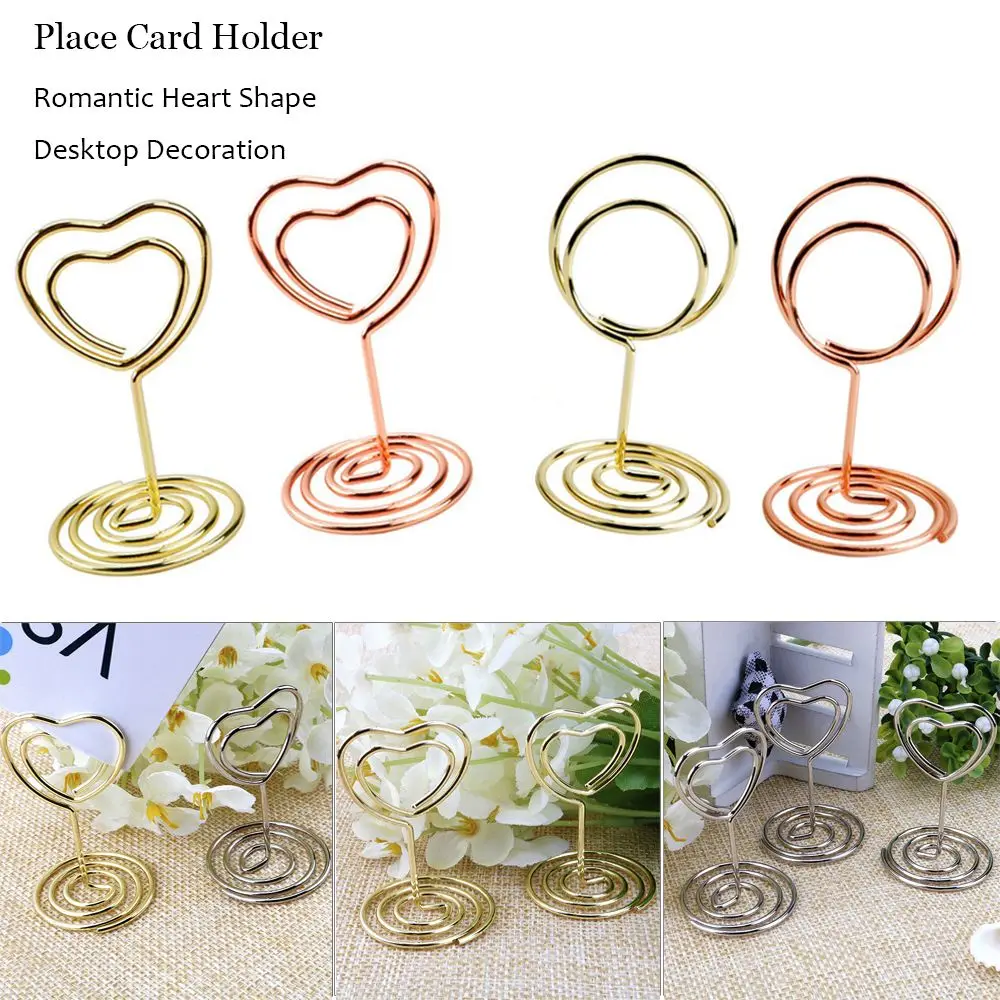 Fashion 1pc Metallic Desktop Decoration Wedding Supplies Paper Clamp Photos Clips Table Numbers Holder Place Card Clamps Stand
