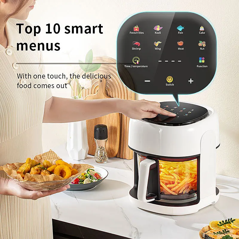 Smart Air Fryer Electric visual window 4.5L Oil-free Air Fryer Automatic Household Kitchen 360°Baking Convection Oven Air Fryers