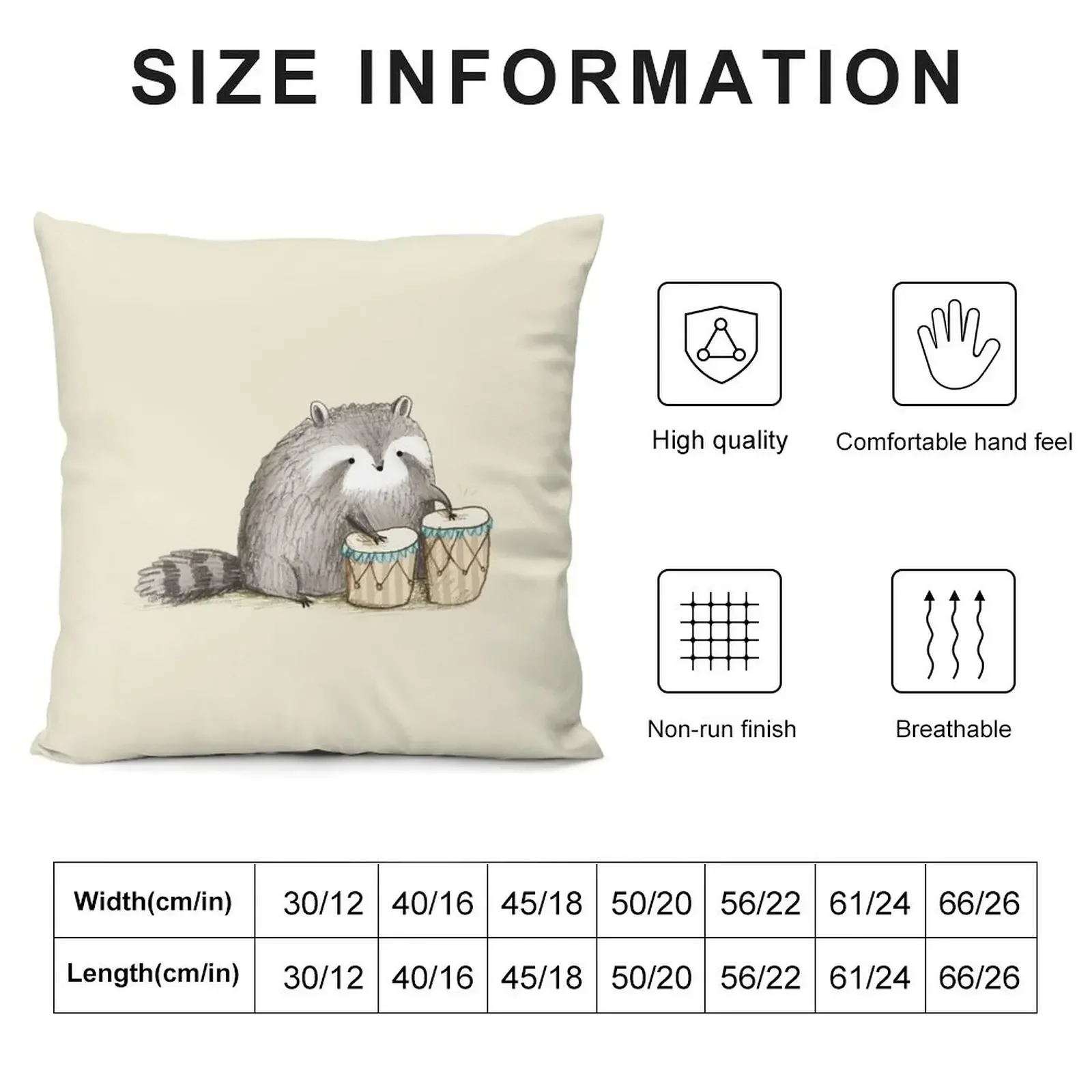 Raccoon on Bongos Throw Pillow autumn pillowcase Decorative Pillow Covers For Sofa Decorative Cushions Sofa Cushions pillow