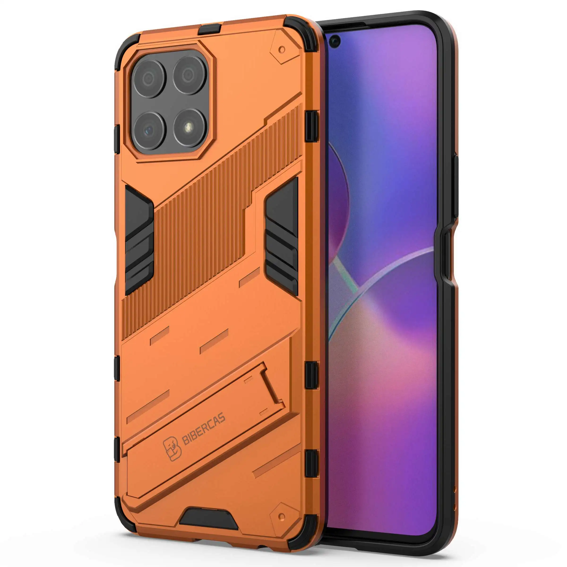 

For Honor X30i Anti-fall Kickstand Function Combo PC + TPU Case Dual Layer Protective Mobile Phone Shell - Orange