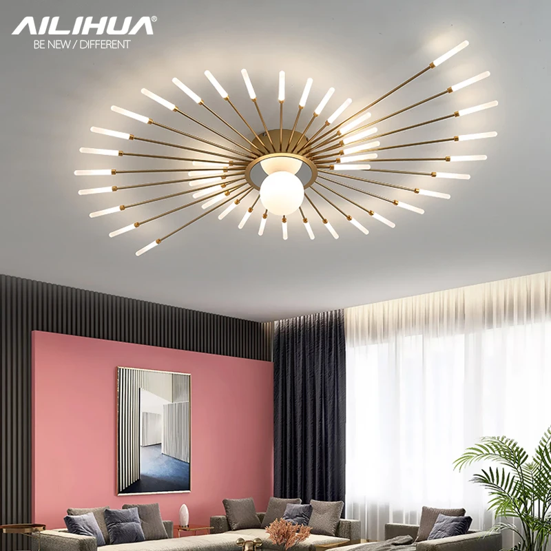 

LED Modern Chandelier Simple Atmosphere Nordic Creative Firework Ceiling Lamp for Home Living room bedroom decoration Lightings