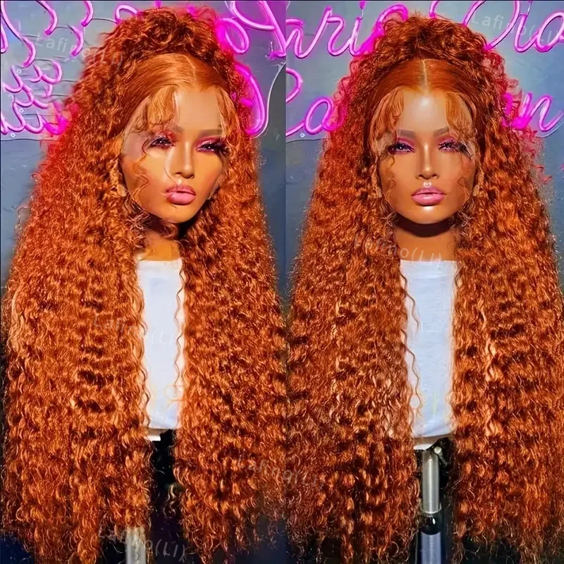 Orange Ginger Lace Front Wig Human Hair Deep Wave 13x4 13x6 Hd Lace Frontal Wig 30 Inch Colored Curly Brazilian Remy Wigs Sale