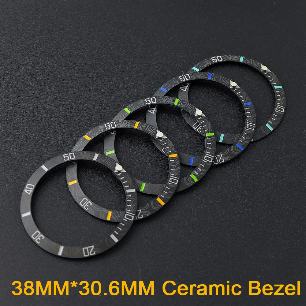 38mm * 30.6mm tilted ceramic bezel insert for men's watch replacement bezel carbon fiber texture watch bezel insert