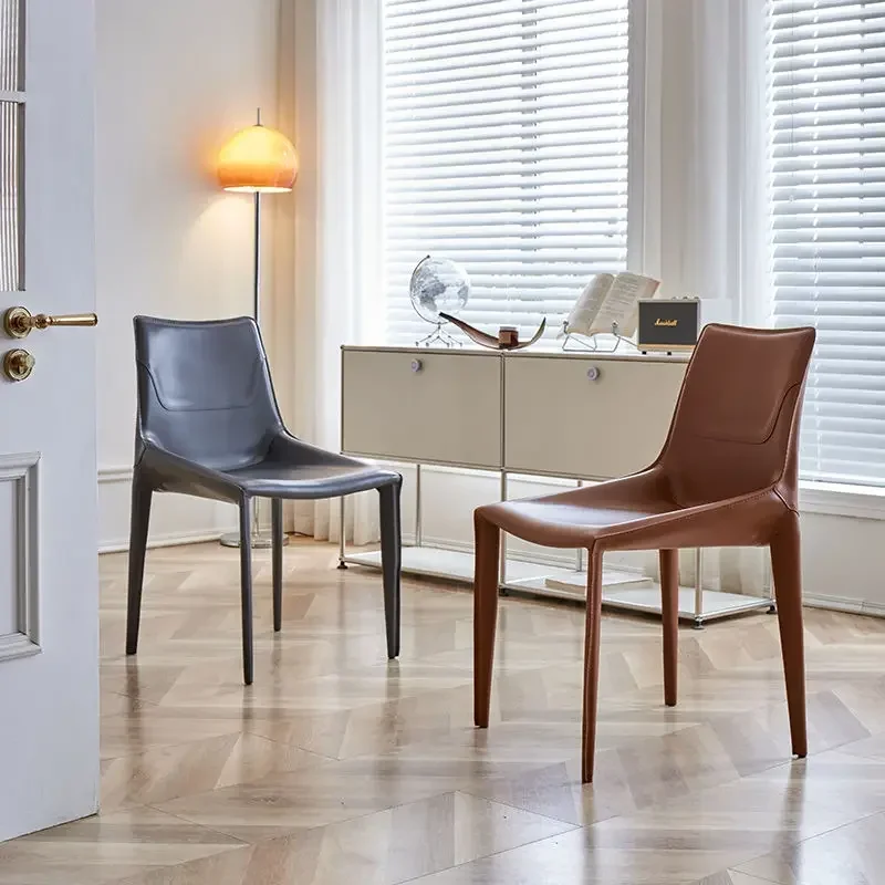 ZLeather Meeting Sedentary Dining Chair Luxury Backrest Comfortable Simple Dining Chair Hotel Restaurant Cadeiras Home Furniture