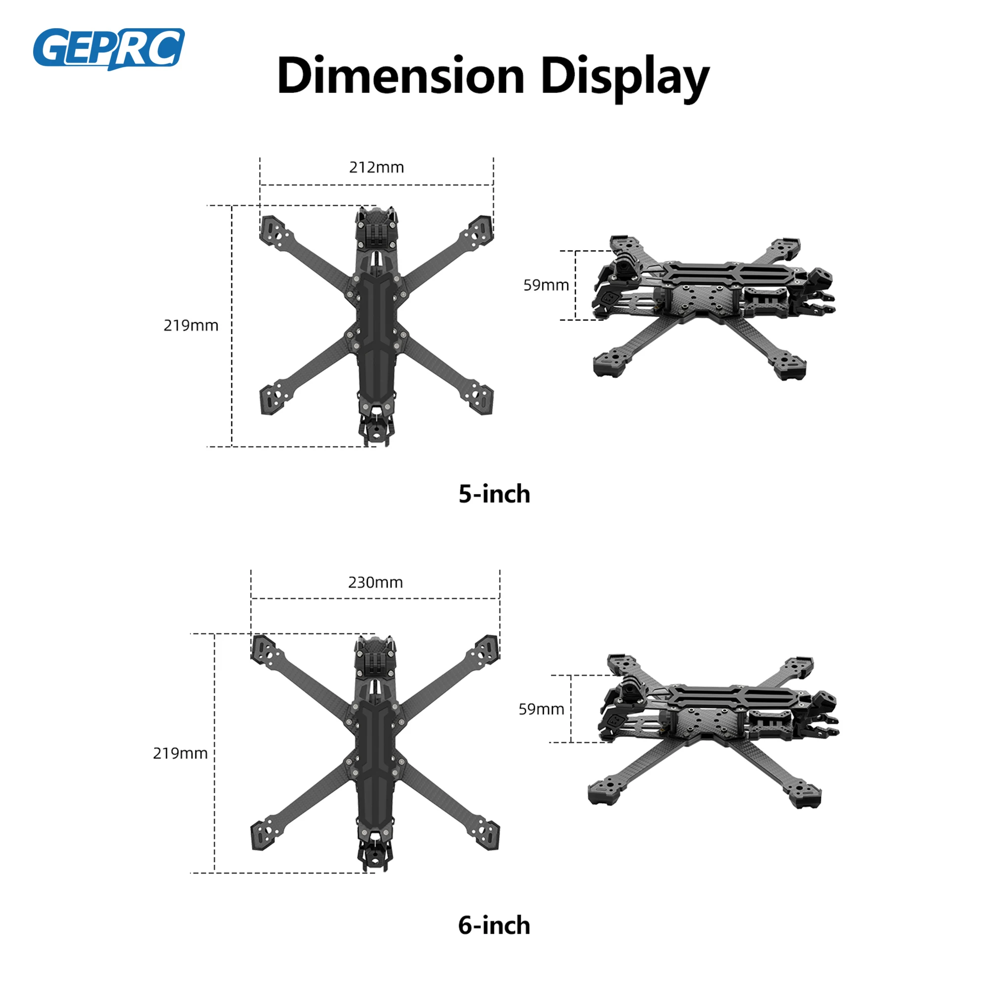 Geprc GEP-Vapor-X quadro adequado Vapor-X 5 6 Polegada drone de fibra carbono rc fpv quadcopter helicóptero peças acessórios de reposição