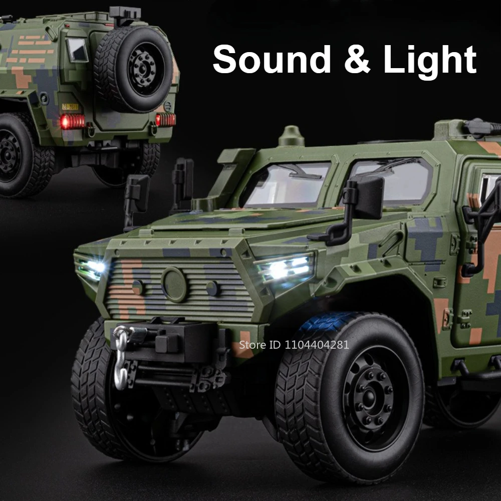Dongfeng Mengshi – véhicules blindés en alliage 1:20, modèle moulé sous pression, jouets, portes de voiture, son ouvert, lumière, voitures rétractables, cadeaux de Festival pour garçons