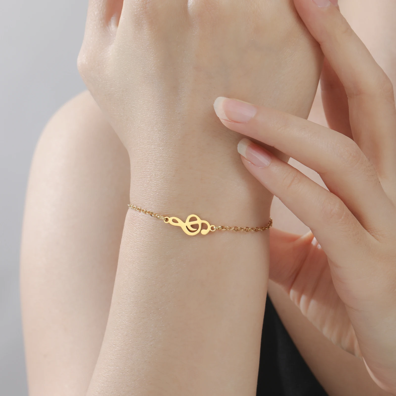 

Amaxer Stainless Steel Bracelets Korean Fashion Musical Note Multi-layer Bead Chain Charms Bracelet For Women Jewelry Girl Gift