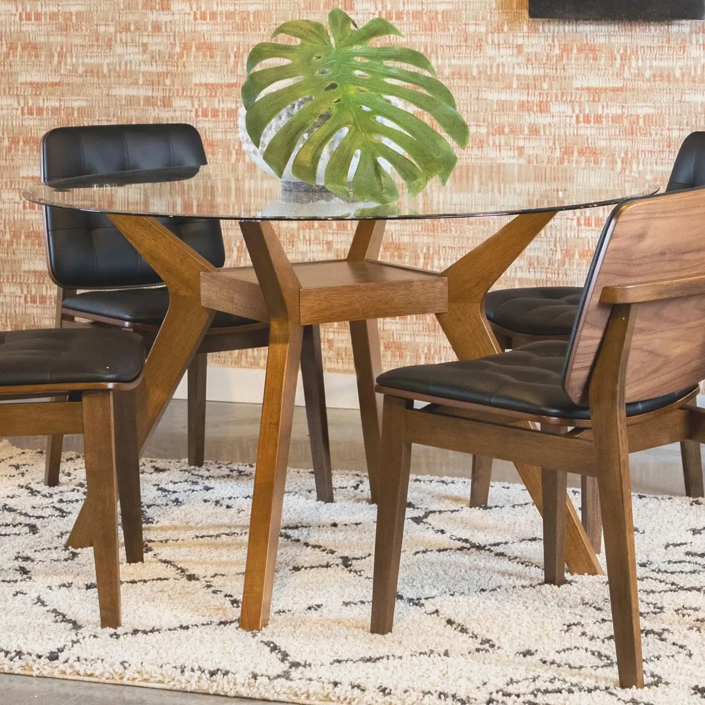 Modern Wood Table Base Only Glass Top Sold Separately Nutmeg Brown 122180