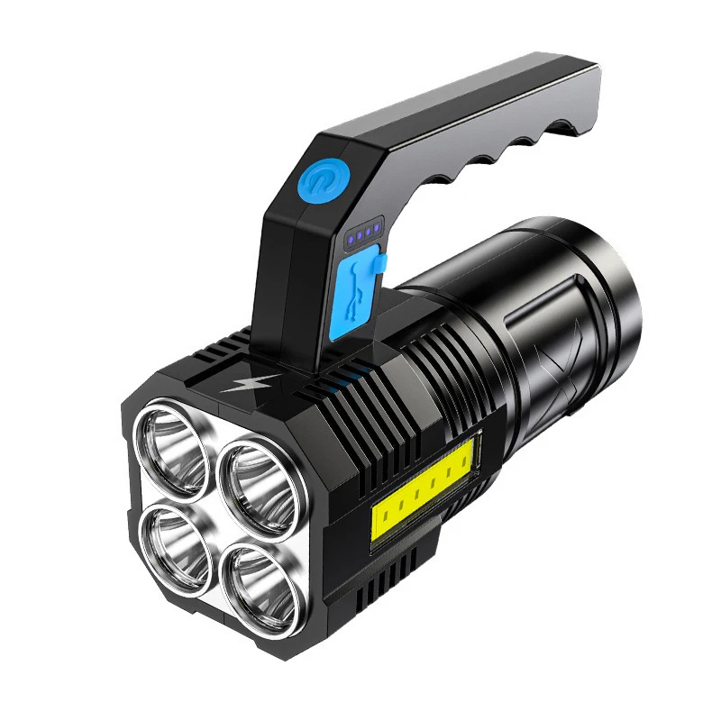 Rechargeable Handheld Flashlights, High Lumens Spotlight IPX44 Waterproof Rechargeable Spotlight, 4 Modes for Home and Outdoor